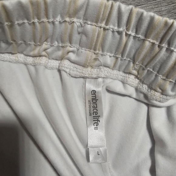 Womens size Large White Striped Elastic Waist Drawstring, old money aesthetic, - Picture 6 of 6